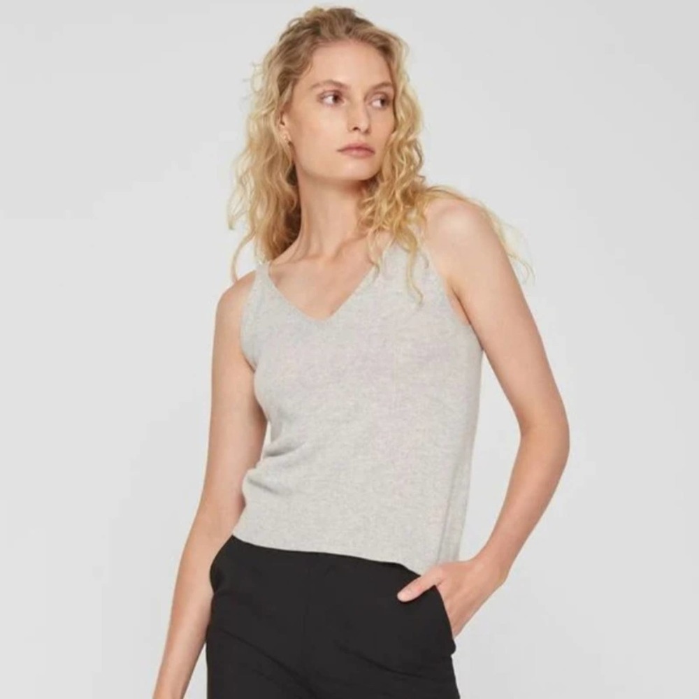 NWT Club Monaco Signature 100% Cashmere Transitional Tank Chalk Heather Size XL